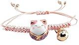 PurYupearl Pink Lucky Cat Maneki Neko Bacelet Adjustable Ceramic Bead Girls Clothing, Shoes and Jewelry