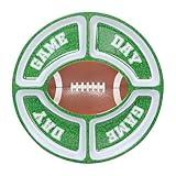 UPware Football-Themed Melamine 5-Section Snack Platter, Round Divided Game Day Serving Tray with Green Field Design, for Chips and Dip, Sweets, and Appetizers, 15 Inch
