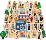 Atoylink 36Pcs Wooden Community Helpers Pretend Play Toys for Kids 3 4 5 6 Year Old, Wooden People Figures Blocks Occupations Dress up Toddlers Preschool Learning Toys Boys Girls Birthday Gifts