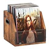 Homeiju Vinyl Record Storage, Record Box Case Crate, Vinyl Record Album Holder, Desktop Metal & Wooden LP Record Crate, Holds up to 60 Records（Patent No.D1024563