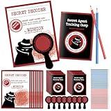 ReliThick 15 Set Detective Kit Secret Decoder Spy Kit Glass Decoder with Agent Training Camp Notepads Secret Mission Cards Pens Birthday Party Favors Goodie Bags Prizes for Students