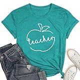 Teacher Shirts for Women Teacher Appreciation T-Shirts Teach Life Tops Test Day Tee Apple Clothes