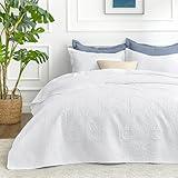 Love's cabin Quilts for Queen Bed White Bedspreads - Soft Bed Summer Quilt Lightweight Microfiber Bedspread- Modern Style Coin Pattern Coverlet for All Season - 3 Piece (1 Quilt, 2 Pillow Shams)