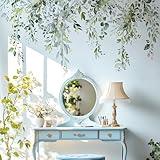 VePret Green Plants Leaves Wall Decals Peel and Stick, Large Floral Flowers Wall Stickers, Removable Vine Home Decor Art for Bedroom Living Room Classroom Office