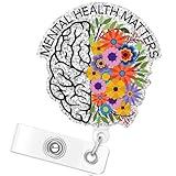 Mental Health Matters Badge Reel - Brain Neuro Psych Nurse Badge Reels ID Clip for Nursing Nurses Doctor Healthcare CNA RN MA Medical Assistant