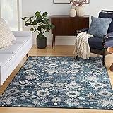 Nourison Passion Floral Surf 5'3" x 7'3" Area Rug, Easy Clean, Non Shedding, Bed Room, Living Room, Dining Room, Kitchen (5x7)