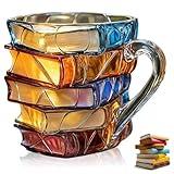 Painted Book Mug Novelty Coffee Mugs, 3D Painted Book Coffee Mug, Novelty Unique Books Coffee Cup, 11 oz Glass Coffee Cup Gift for Readers, Librarians and Literature Lovers