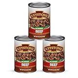 Keystone Meats All Natural Heat and Serve Canned Beef 14.5 Oz Fully Cooked Canned Meat Long Shelf Life Emergency Survival Canned Food Ready to Eat No Preservatives Gluten Free Made in USA Pack of 3