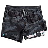 maamgic Mens 5" Gym Running Shorts for Men 2 in 1 Quick Dry Workout Athletic Shorts Paint Brush Gray Large