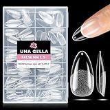 UNA GELLA Almond Fake Nails 216pcs Almond Press on Nails Pre-shape Nails Tips for Full Cover Acrylic French False Nails For Nail Extension, DIY Salon 12 Sizes Gelly Tips
