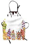 Lunarable Sweets Apron, Dessert Background Chocolate and Cherries Vanilla Waffles Artisan Food Design, Unisex Kitchen Bib with Adjustable Neck for Cooking Gardening, Adult Size, Brown Cream