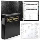 Family History Binder 3 Ring 50 Family Group Sheets 12th Generation 16 Sheets Genealogy Binder Dividers Family Tree Chart Genealogy Supplies with Pen Loop PVC Pocket For Organizer Family History Black