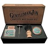 Gentleman Jon Safety Razor Shaving Kit | Vintage Wet Shave Grooming Set for Men - Includes: Safety Razor, Hair Shaving Brush, Alum Block, Shave Soap, Bowl & Double Edge Razor Blades