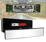ICBEAMER 9.4" Car Rear View Mirror, HD Clear Tint, Panoramic Wide Angle Convex Surface, 2 Interior Retractable Rubber Clips, Anti Glare, Automotive Accessories Universal for Truck, Car, SUV, 1 Pack