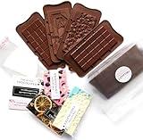 HKNMTT Chocolate Candy Bar Mold Silicone with 50 Clear Wrappers/Stickers/Plastic Scraper and Reusable Storage Bag, Lover Mothers Fathers Valentine's Day DIY Chocolate Molds Gift