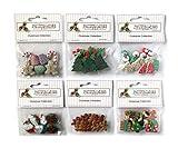 Buttons Galore 60+ Assorted Christmas Buttons for Sewing & Crafts - Set of 6 Button Packs - Gingerbread, Presents, Chirstmas Trees & More