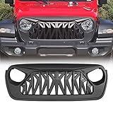 Allinoneparts Front Shark Grille Compatible with 2018-2025 Jeep Wrangler JL JLU Gladiator JT w/o TrailCam, Matte Black
