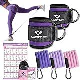 Ankle Resistance Bands with Cuffs, Ankle Bands for Working Out, Ankle Band Cuff for Kickbacks Hip, Leg Glute Exercise Equipment with Training Poster, Resistance Band with Ankle Cuffs for Women(Purple)