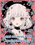 Anime Coloring Book: Kawaii Demon Girls: A Cute Stress-Relief Japanese Comic, Manga Kawaii Coloring Book for Kids, Teens and Adults (Anime Coloring Books)