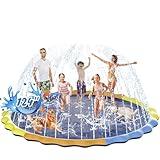 Instraella 124" Large Splash Pad for Dog and Kids, 10.3FT Non-Slip Sprinkler Mat 1mm Thickened and Foldable Large Pool Summer Fun, Outdoor Water Toys for Dogs and Toddlers