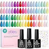 beetles Summer Gel Nail Polish Set - 40 Pcs 36 Colors Nail Polish Kit Pink Red Green Blue Color Gel with Base & Glossy Matte Top Coat UV LED Petal Symphony Collection Nail Art Manicure Gift for Women