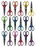 Better Office Products 18 Piece Decorative Edge Craft Scissors, 18 Colors and Edge Designs, 6 Inch Length, 2.5 Inch Blades, Assorted 18 Count Edger Scissors