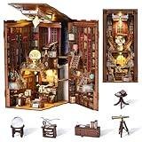 CCCDF DIY Book Nook Kit, DIY Miniature Dollhouse Booknook Kit, 3D Wooden Puzzle Bookend Bookshelf Insert Decor with LED Light for Teens and Adults (Beyond Library)