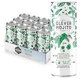 Clever Non-Alcoholic Mojito Mocktails Non Alcoholic Drinks, Low Calories - Non-Alcoholic Beverage Replacement, Mixer,Non-Alcoholic Cocktails - Pack of 12 (12 oz)