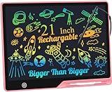Kinayue LCD Writing Tablet for Kids, Rechargeable 21 Inch Doodle Board,Easter Basket Stuffers,Preschool Learning Toys Christmas Birthday Gift 3 4 5 6 7 Year Old Girls Boys (Pink)