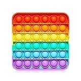 Push Pop Bubble Fidget Sensory Toy - for Autism, Stress, Anxiety - Kids and Adults (Rainbow Square)