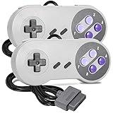 2 Pack Wired SNES Gamepad, iNNEXT SNES Controller Fully Compatible with Original SNES/SFC - [Plug and Play] (Gray/Purple)