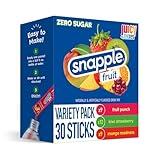 Juicy Mixes Snapple Powder Drink Mix Variety Pack - 30 Powder Sticks | Assorted Flavors, Zero Sugar | On-the-Go Hydration for Refreshing Beverages