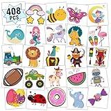 Partywind 408 PCS Kids Tattoos for Party Supplies, Individually Wrapped Sheet Temporary Tattoos Stickers for Kids Goodie Bag Stuffers, Fun Birthday Party Favors - Mixed