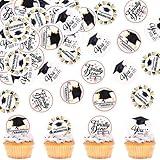 40PCS Edible 2025 Graduation Cupcake Toppers Congratulations Graduate 2025 You Did it Cupcake Picks Glutinous Rice Paper Drink Topper for Graduation Theme Kids Boy Girl Graduation Theme Party Supplies