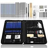 H & B 40 Piece Professional Sketch Pencil Drawing Kit,Complete Artist Kit, Including Graphite Pencils, Pastels, Sharpener and Eraser
