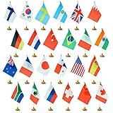 Juvale Set of 24 International Country Flags of the World with Stands for Desk Decorations (8x6 in World Flags Small)