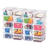 IRIS USA 20-Pack Storage Bins with Lids, 6 Quart, Shoe Boxes Clear Stackable Containers Organize Shoes Closet Shelves, Classroom Organization Teacher Tools, Game Storage - BPA-Free Plastic