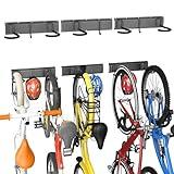 TORACK Wall Mounted Bike Storage Rack, Vertical Bikes Storage for Garage 5 Bikes Hangers for Wall, Modular Bicycle Storage Rack(3 Rails, 8 Hooks)