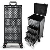 Yueieoun Salon Cart with 3 Drawers, Nail Trolley Cart with Wheels Salon Station Rolling Makeup Train Case Cosmetology Case Organizer Cases for Nail Tech,SPA,Face Painting,Hairstylist,Makeup Artist