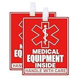 Medical Equipment Inside Tag Card Red Fragile Medical Equipment Inside Stickers Medical Equipment ID Identification Luggage Tags Handle with Care Labels for Medical Supplies (Color2)
