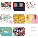 Junkin 80 Pack Hello Postcards Hello Blank Note Cards All Occasion Hello Design Greeting Cards Cute Postcards for Adults Teacher Team Employee Volunteers, 4 x 6 Inch