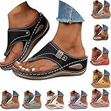 Amaon Haul Sale-Clearance Wide Width Wedge Sandals Flip Flops for Women Womens Sandals Beach Dressy Flip Flops for Women 2025 Wedges for 2025 Womens Summer Comfortable Black 9
