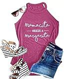 Jorlyen Women Mamacita Needs a Margarita Halter Tank Tops Casual Basic Tee Yoga Fitness Racerback Cute Beach Shirts, Purple L