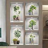 Aurbhosa Green Plant Wall Decal Tropical Plant Potted Sticker Peel and Stick Green Leaf Wall Art Mural DIY Vinyl Nature Decal for Living Room Kitchen Office Decor