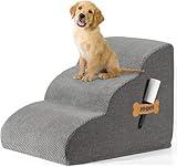 Romrol Dog Stairs Ramp for Beds Couches, Extra Wide Pet Steps with Durable Non-Slip Waterproof Fabric Cover, Dog Slope Stairs for Small Dogs and Cats or Pets Friendly, 3-Tiers,15 Inch
