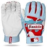 Franklin Sports MLB Batting Gloves - Digitek Camo Baseball + Softball Batting Gloves - Premium Leather Baseball Gear - Adult + Youth Pair - White + C. Blue Camo - Adult Medium