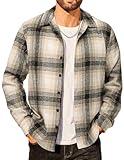 COOFANDY Men's Casaul Flannel Shirt Jacket Lightweight Fall Shacket Long Sleeve Fleece Trucker Overshirt