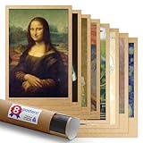 Quarterhouse 8 Poster Famous Paintings in History Set, Art Classroom Learning Materials for K-12 Students and Teachers, 12 x 18 Inches