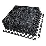 AIRHOP 0.56in Thick 24 Sq Ft Exercise Equipment Mats, 6 Tiles Upgraded Rubber Top with High Density EVA Foam, Large Interlocking Puzzle Gym Flooring for Home Gym, Heavy Weight Workout, 24 x 24in