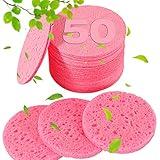 METUUTER 50 PCS Compressed Facial Sponges for Estheticians- 100% Natural Cellulose Face Sponge Professional Cosmetic Spa Sponges for Face Cleansing, Massage, Pore Exfoliating, Mask, Makeup Removal